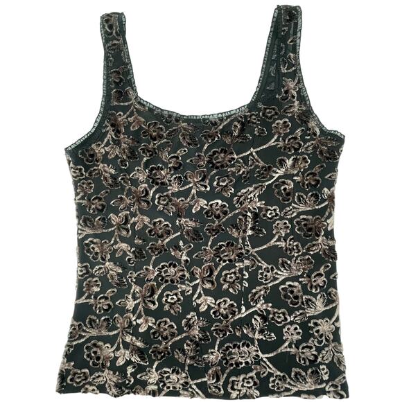 Arianne Women’s Velvet Burnout Cami Corset Tank, Sz XL Fairy Goth Floral Y2K 90s - Picture 1 of 8